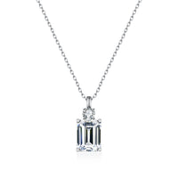 Emerald Diamond Square S925 Sterling Silver Necklace