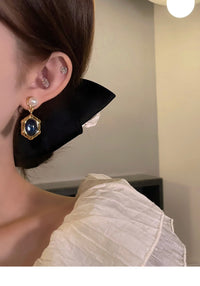 French-Style Vintage Sapphire And Pearl Earrings