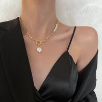 Asymmetric Metal Freshwater Pearl Necklace