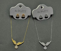 Angel Wings Drop Necklace Set