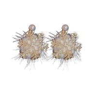 Christmas Snowflake Earrings Women's Full Diamond Pearl Plush Earrings