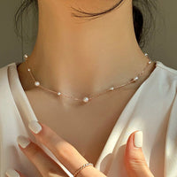 Vintage Pearl Clavicle Chain Female Simple