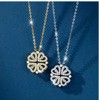 Flower Four Leaf Clower Hearts Necklace