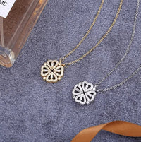 Flower Four Leaf Clower Hearts Necklace