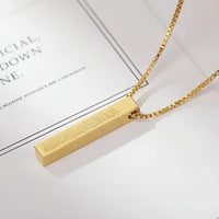 Islamic Ayat ul Kursi Bar Pendant Necklace