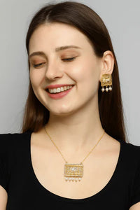 Rectangular Filigree Pearl Set