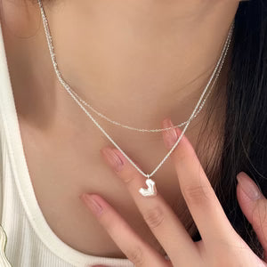 S925 Silver All-match Three-dimensional Heart Pendant Necklace For Women
