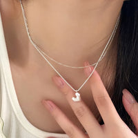 S925 Silver All-match Three-dimensional Heart Pendant Necklace For Women