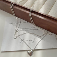 S925 Silver All-match Three-dimensional Heart Pendant Necklace For Women