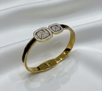 Twin Diamond Emblem Bangle